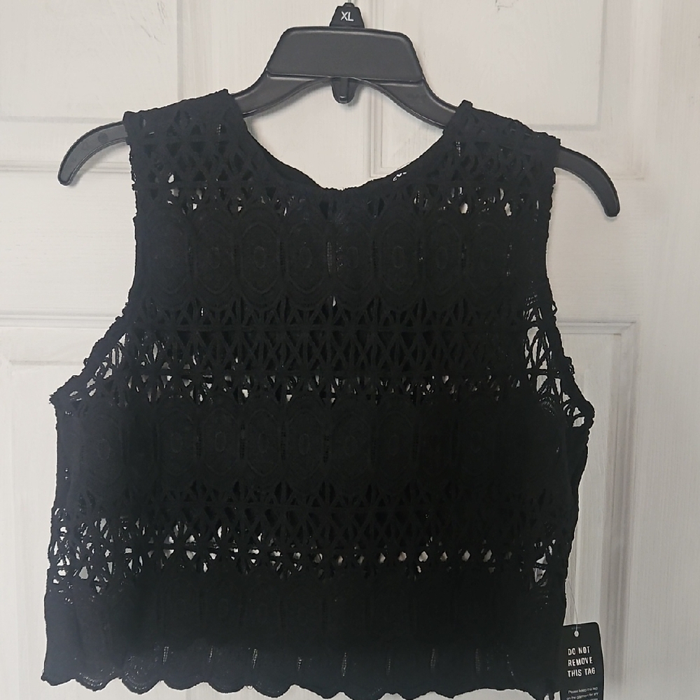 Express Black Lace Sleeveless Crop Top